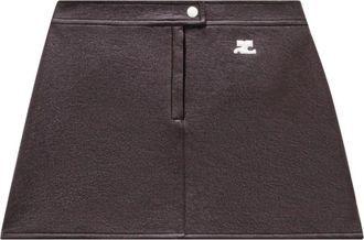Courr&egrave;ges Bordeaux A-Lijn Rok Logo Patch - Dames - Korte rokken - Rood - S - Katoen - Rokken