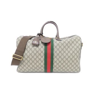 Gucci Beige Brown Gg Supreme Leather Boston Bag (Pre-Owned)