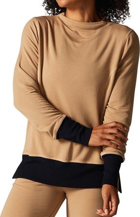 Tavi Cozy Funnel Neck Sweatshirt in Camel/ebony at Nordstrom, Size X-Large