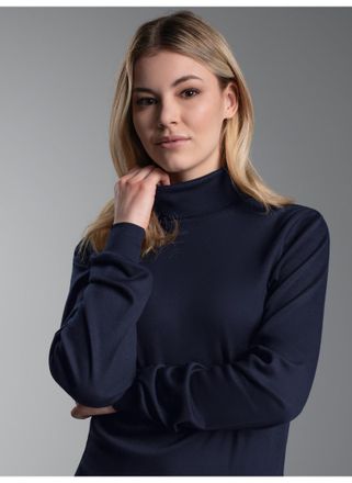 Trigema Rollkragenshirt TRIGEMA TRIGEMA Langarm Ski- und Sport-Rollkragenpullover, Damen, Gr. XXL, blau (navy), 100% Baumwolle (Bio-Baumwolle kbA), Basic, Shi