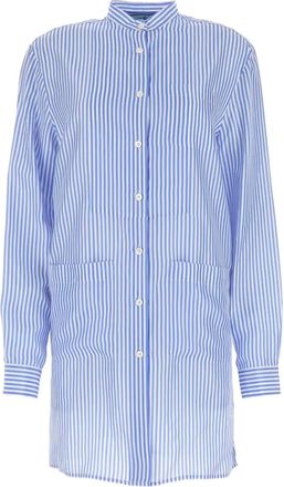 Prada Camicia a righe in seta - Blu