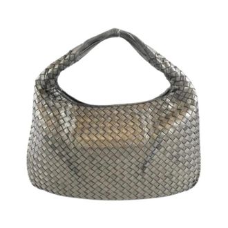 Bottega Veneta Pre-owned Metallic Leather Shoulder Bag - Dames - Pre-owned - Grijs - Maat: ONE Size Leer