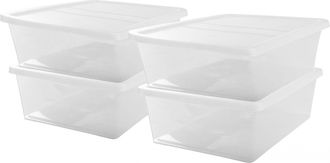 Les Tendances Les Tendances - Iris Ohyama, Juego De 4 Cajas Con Cubierta Bcn - 28 - 4 X 28 L - L54 X L39.5 X H17 Cm - Transparente