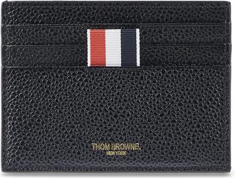 Thom Browne Zwarte Leren Kaarthouder Portemonnee - Heren - Portefeuilles - Zwart - ONE Size - Leer - Accessoires