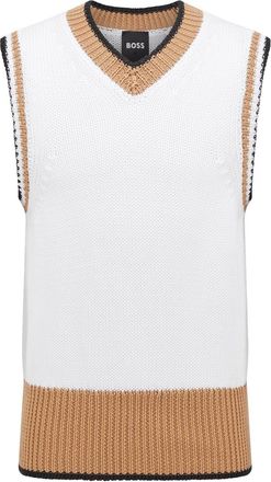 HUGO BOSS Mens Climax1 Solid Patterned Gilet in White - Size X-Large