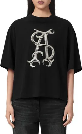 AllSaints Reflex Amelie Logo Graphic T-shirt in Black at Nordstrom, Size X-Small