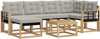 vidaXL Conjunto De Sof&aacute;s De Exterior 7 Uds. Blanco Y Gris Claro Vidaxl