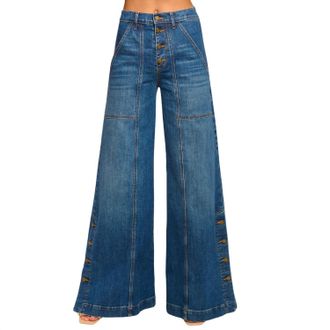 Ramy Brook Womens Flores High-Rise Wide Leg Jean In Medium Wash