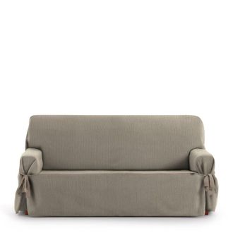 Eysa Funda de sof&aacute; tres plazas con lazos topo 180 - 230 cm