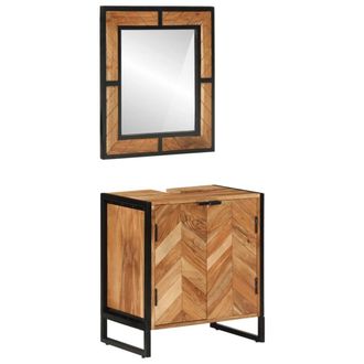 Berkfield Home 2 Piece Bathroom Furniture Set Iron & Solid Wood Acacia in Brown