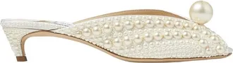 Jimmy Choo London Samantha 35 Pearl-Embellished Satin Mules, Brand Size 34.5 ( US Size 4.5 )