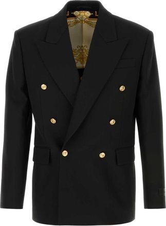 Versace Wool Blazer - Heren - Business blazers - Zwart - M - Katoen - Kostuums
