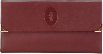 Cartier Wine Red Leather Long Wallet (Tri-Fold) (Pre-Owned)