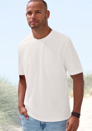 John Devin T-Shirt JOHN DEVIN, Herren, Gr. 4XL (68/70), creme, Jersey, Obermaterial: 60% Baumwolle, 40% Polyester, regular fit, Rundhals, abgesteppte Kante, Shir