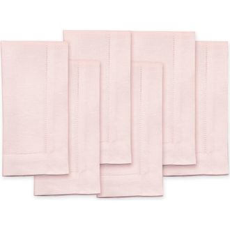 Solino Home Linen Dinner Napkins - Classic Hemstitch - Set of 6, 20 x 20 in Pink at Nordstrom, Size Large