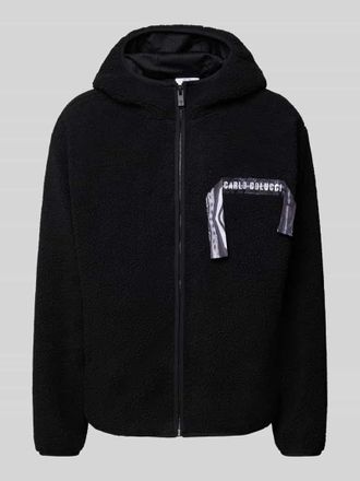 Carlo Colucci Oversized Fleecejacke aus Teddyfell in Black, Gr&ouml;&szlig;e XL