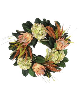 Creative Displays Inc. 26In Protea Fall Wreath With Hydrangeas & Heather