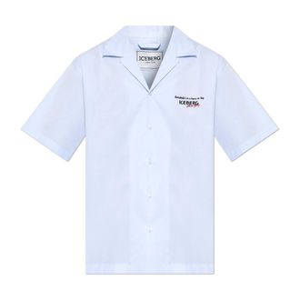 Iceberg Short Sleeve Shirts, male, Blue, Size: XL Short-sleeve Shirt