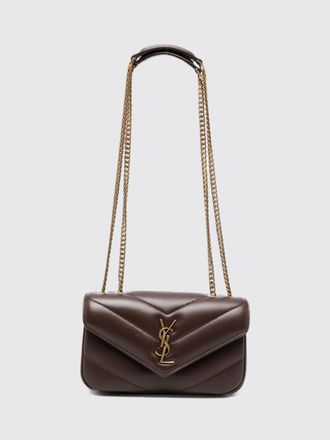 Saint Laurent Mini borsa a spalla LouLou in pelle di agnello matelass&eacute; con monogramma YSL
