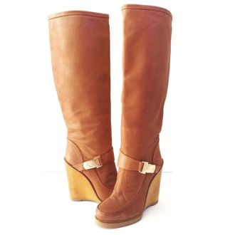 Mulberry Tillie Brown Leather Knee High Boots Size 36