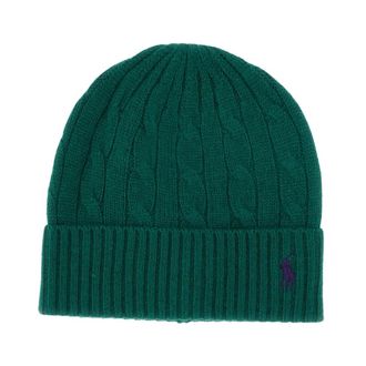 Polo Ralph Lauren Wollen Beanie - Dames - Hoeden - Groen - ONE Size - Wol - Accessoires
