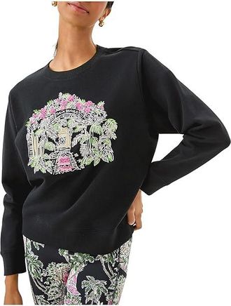 Lilly Pulitzer Ballad Long Sleeve Sweatshirt Womens Sweater Noir Palm Beach Toile : LG, Cotton/Spandex