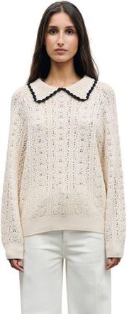 Gerard Darel Roca Long Sleeve Collared Jumper in Ecru at Nordstrom, Size X-Large/xx-Large
