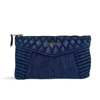 Miu Miu Denim Biker Clutch Blue