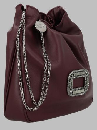 Roger Vivier Womens Mini Handbag Pilgrim Bordeaux Ovine Leather Handbags Hand Bags