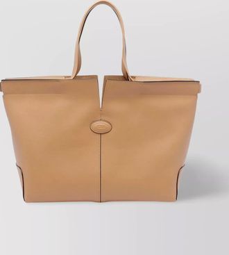 Tod's stitched contrast double handle tote bag