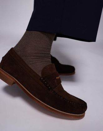 WALK LONDON Walk London Dalston penny loafers in brown suede