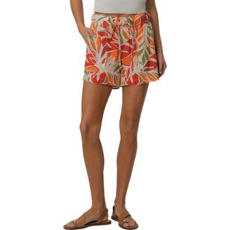Kut from the Kloth Katana High Waist Drawstring Shorts in Red/Orange at Nordstrom, Size X-Small