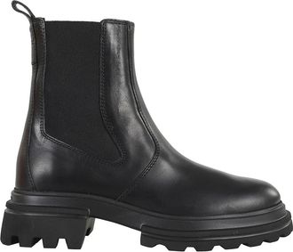 Hogan Zwarte Leren Chelsea Enkellaars - Dames - Chelseaboots - Zwart - 37 EU - Leer - Schoenen