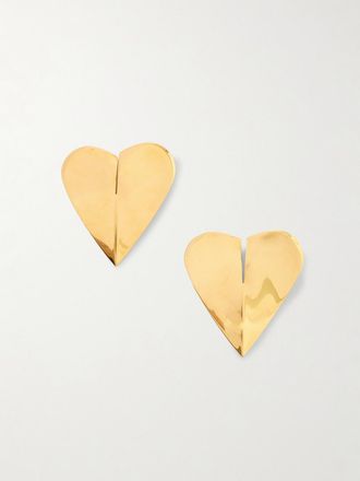 Alaia Orecchini Oversize In Metallo Dorato Torn Heart - Oro