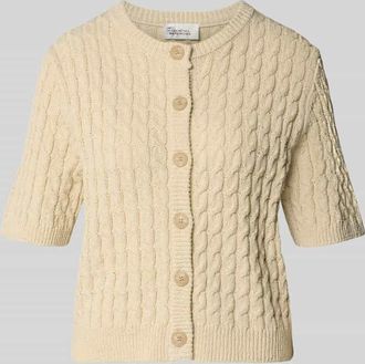 MY ESSENTIAL WARDROBE Cardigan aus Baumwoll-Leinen-Mix Modell Diva in Sand, Gr&ouml;&szlig;e XL