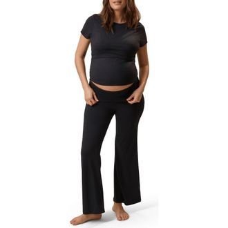 Kindred Bravely The Sunday Maternity & Nursing Pajama Set in Black at Nordstrom, Size X-Large