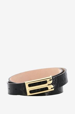 Victoria Beckham G&uuml;rtel aus Leder in Krokooptik Frame - 25 mm