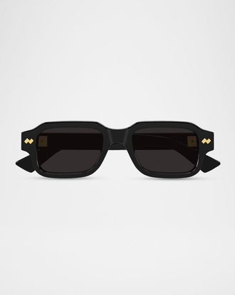 Bottega Veneta Men & apos;s BV1442S-001 Acetate Rectangle Sunglasses