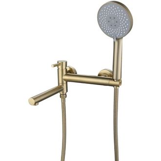 OEM Grifo De Ba&ntilde;o Mural Con Ducha De Mano, Mezclador De Ba&ntilde;o Y Ducha Mural, Ca&ntilde;o Giratorio De 90 Grados, Oro Cepillado