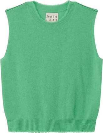 JUMPER 1234 Womens Distressed Cashmere Tank In Fresh Green