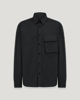 Belstaff Scale Shirt Mens Garment Dye Cotton Black Size 2XL