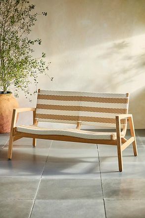 Terrain Coastline Wicker + Teak Two Seat Sofa