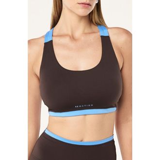 P.E Nation High Gate Sports Bra in Coffee/Marina at Nordstrom, Size X-Small