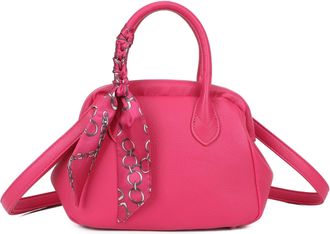Generic Womens Handbag with Scarf, Structured Dome Shape, Top Handle, Crossbody Strap (Rose)