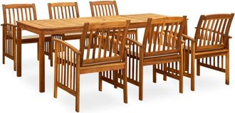 vidaXL Set Comedor De Jard&iacute;n 7 Pzas Y Cojines Madera Maciza De Acacia Vidaxl