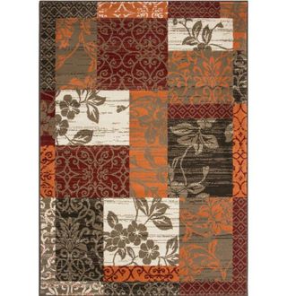 Kukoon Red Terracotta Brown Traditional Patchwork Living Area Rug | Size: 280 cm x 365 cm