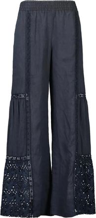 Temptation Positano Pantaloni Carvaro a gamba ampia con paillettes - Blu