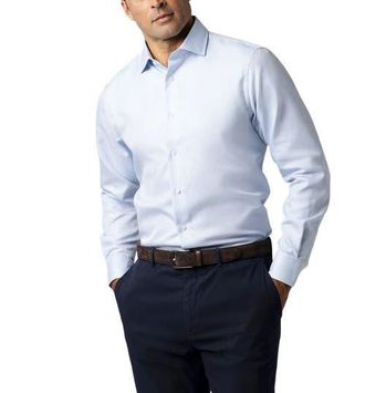 Robert Talbott Reynolds Hopsack Shirt in Classic Fit in Blue at Nordstrom, Size 16