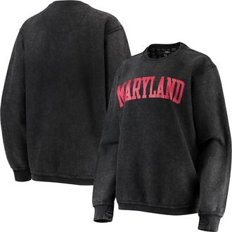 Pressbox Womens Pressbox Black Maryland Terrapins Comfy Cord Vintage Wash Basic Arch Pullover Sweatshirt at Nordstrom, Size Xx-Large