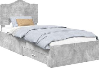 vidaXL Estructura De Cama Con Cabecera Gris Concreto 90 X 200 Cm Vidaxl